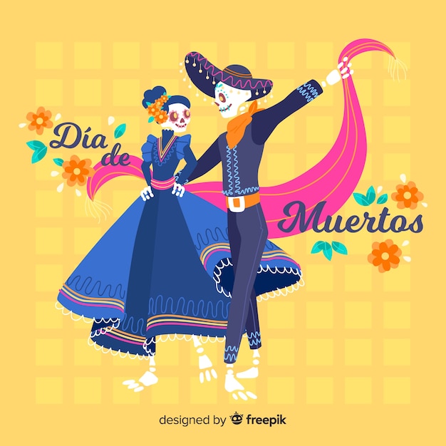 Vector gratuito diseño plano de fondo dia de muertos