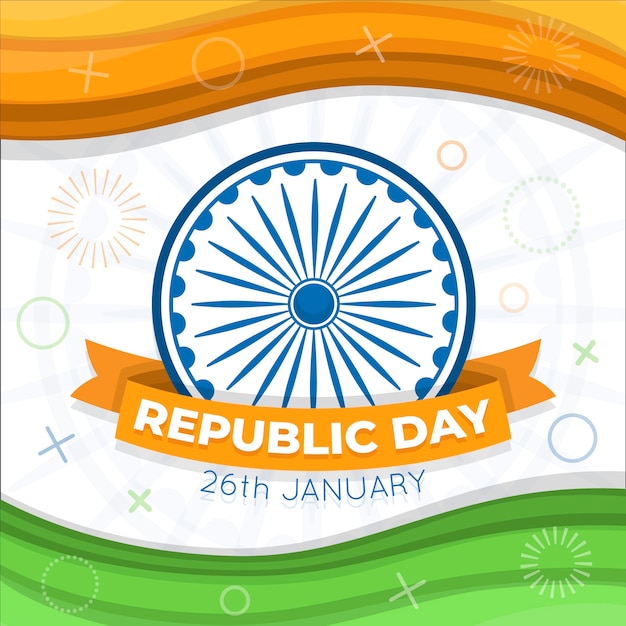 Vector gratuito diseño plano fondo del día de la república india