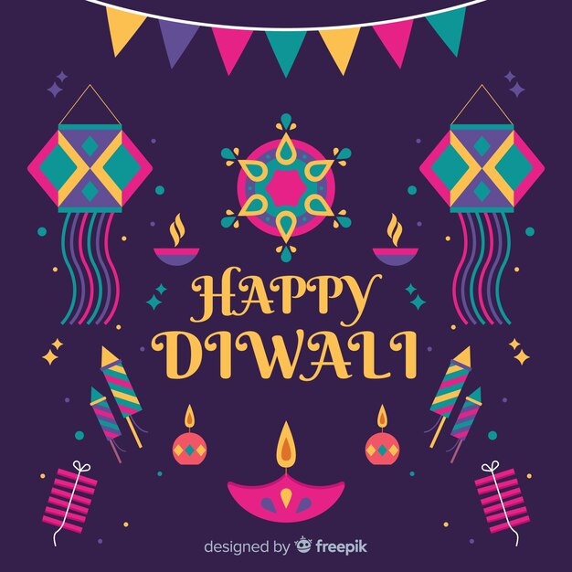 Diseño plano de fondo diwali