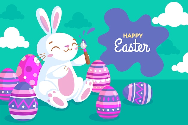 Vector gratuito diseño plano fondo feliz día de pascua