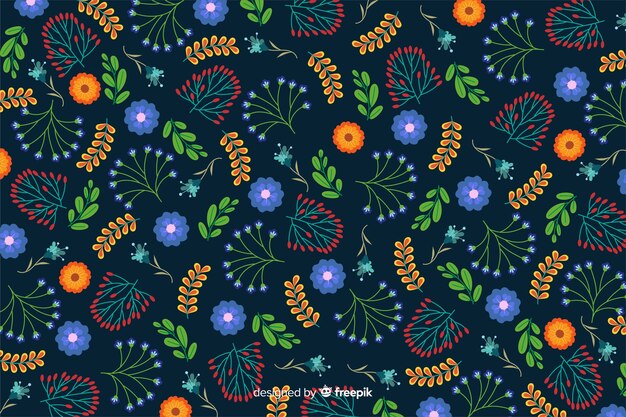 Diseño plano fondo floral azul