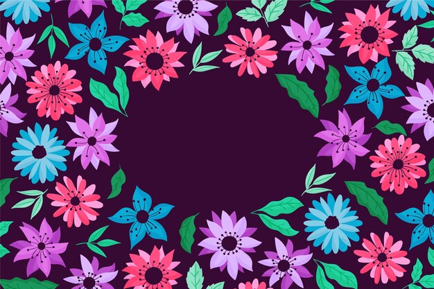 Diseño plano de fondo floral colorido