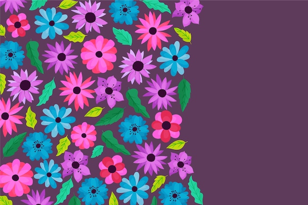 Diseño plano de fondo floral