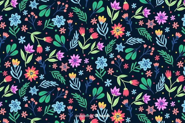 Diseño plano de fondo de flores decorativas