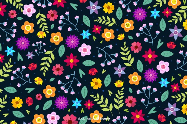Diseño plano de fondo de flores decorativas
