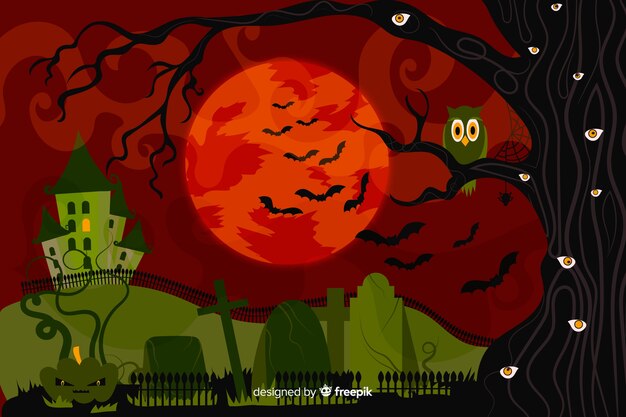 Vector gratuito diseño plano de fondo de halloween