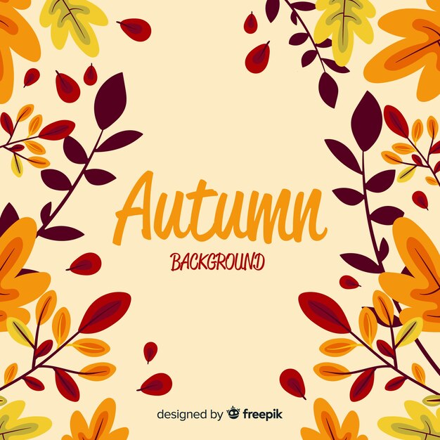 Diseño plano de fondo de hojas de otoño