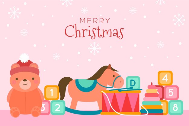 Diseño plano fondo de juguetes de navidad