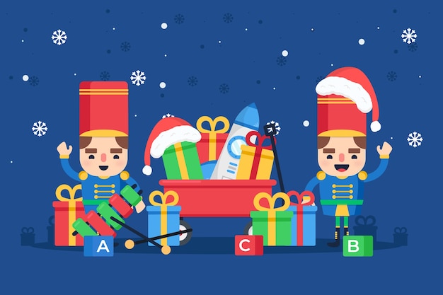 Vector gratuito diseño plano fondo de juguetes de navidad