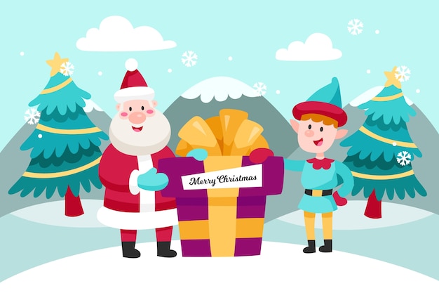 Vector gratuito diseño plano fondo de navidad con regalo