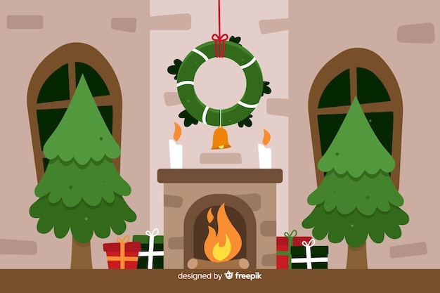 Vector gratuito diseño plano fondo de navidad