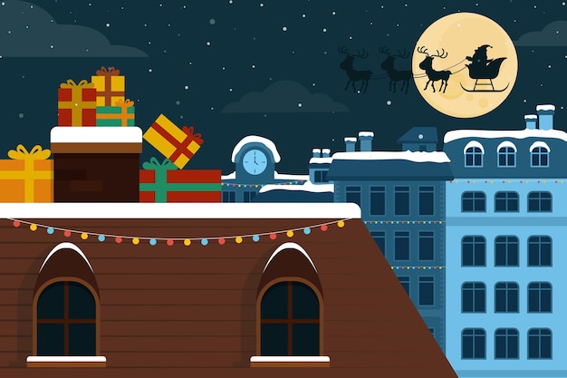 Diseño plano fondo de navidad