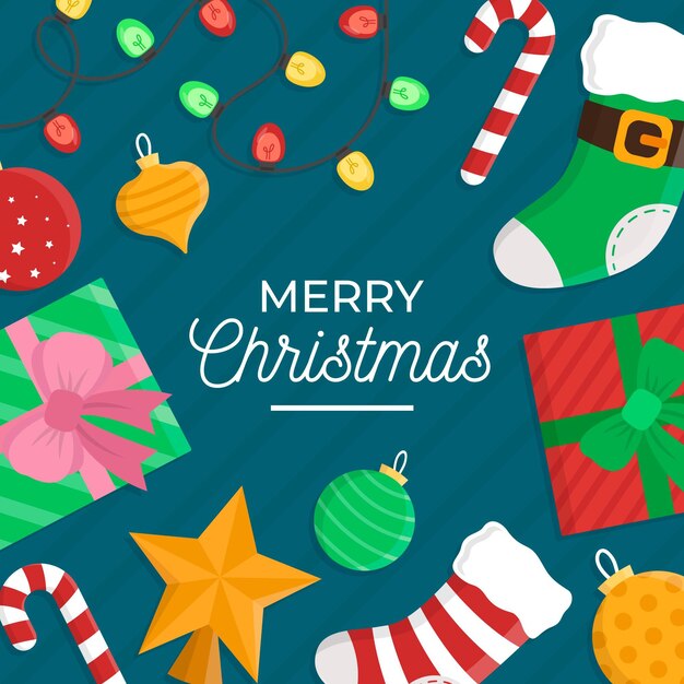 Diseño plano fondo de navidad