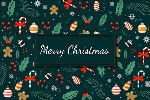 Diseño plano fondo de navidad