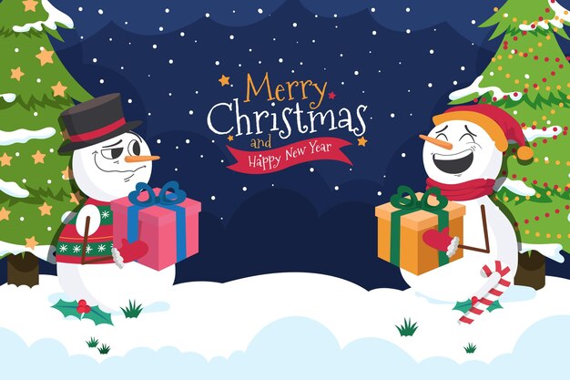 Diseño plano fondo de navidad