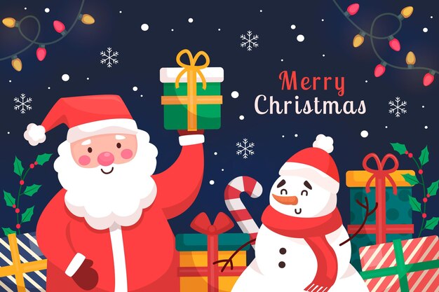 Diseño plano fondo de navidad