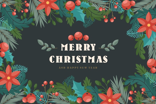 Diseño plano fondo de navidad
