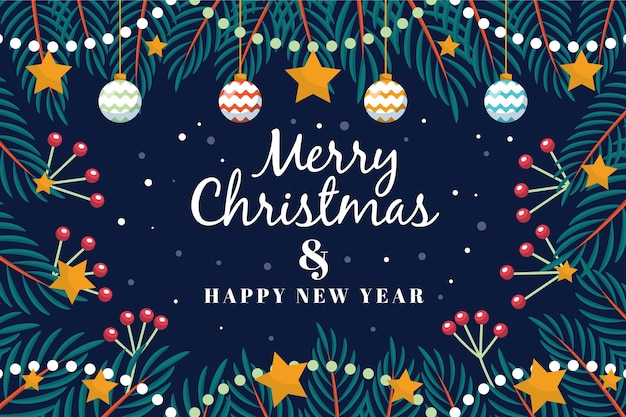 Diseño plano fondo de navidad