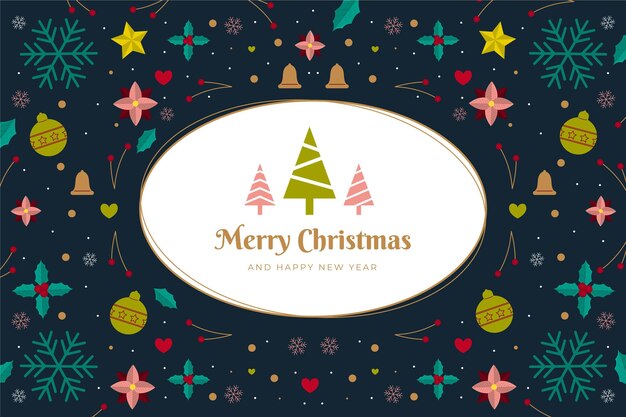 Diseño plano fondo de navidad