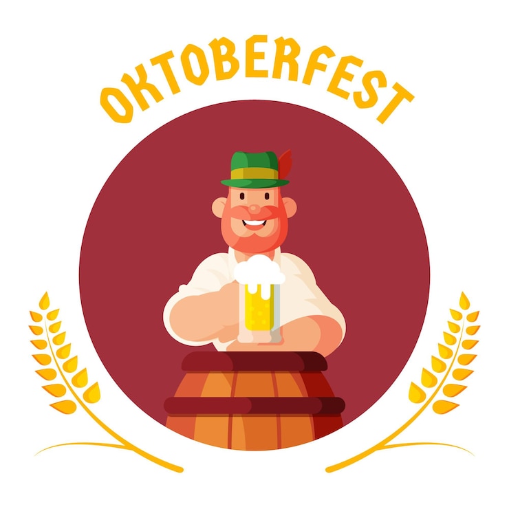 Vector gratuito diseño plano fondo oktoberfest con hombre