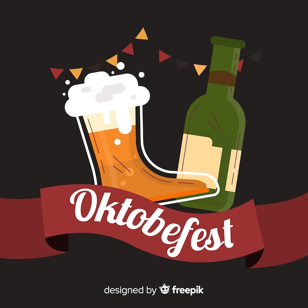 Vector gratuito diseño plano fondo oktoberfest