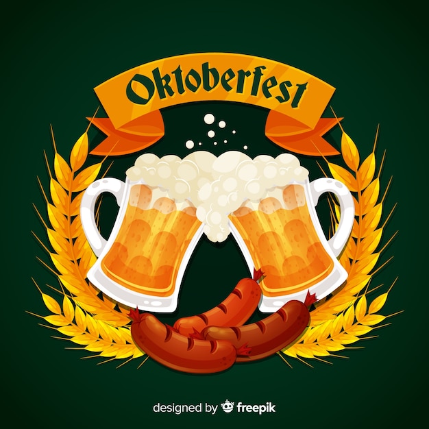 Diseño plano fondo oktoberfest