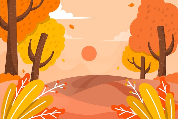 Diseño plano fondo de otoño con vista colorida