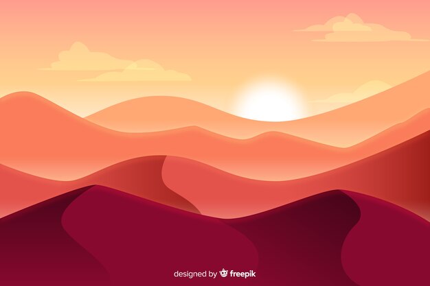 Diseño plano fondo de paisaje desértico