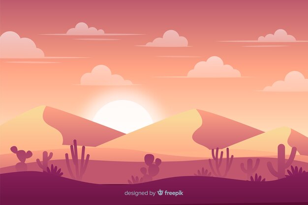 Diseño plano del fondo del paisaje del desierto