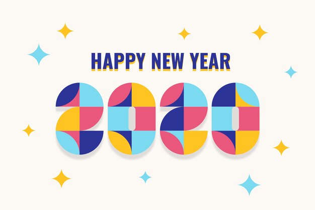 Diseño plano de fondo de pantalla de año nuevo 2020