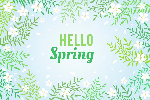 Diseño plano fondo de primavera con ramitas