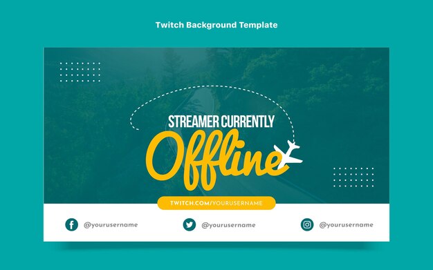 Diseño plano de fondo de twitch de viaje