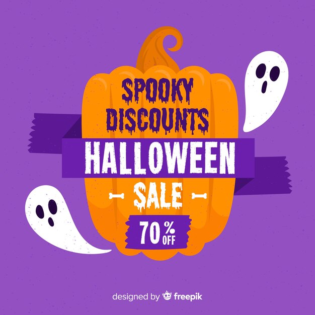 Diseño plano de fondo de venta de Halloween