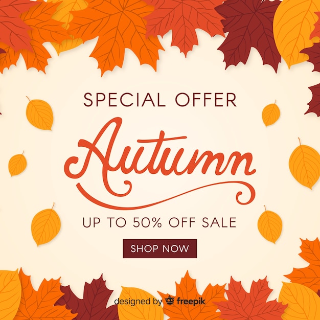 Diseño plano del fondo de la venta del otoño