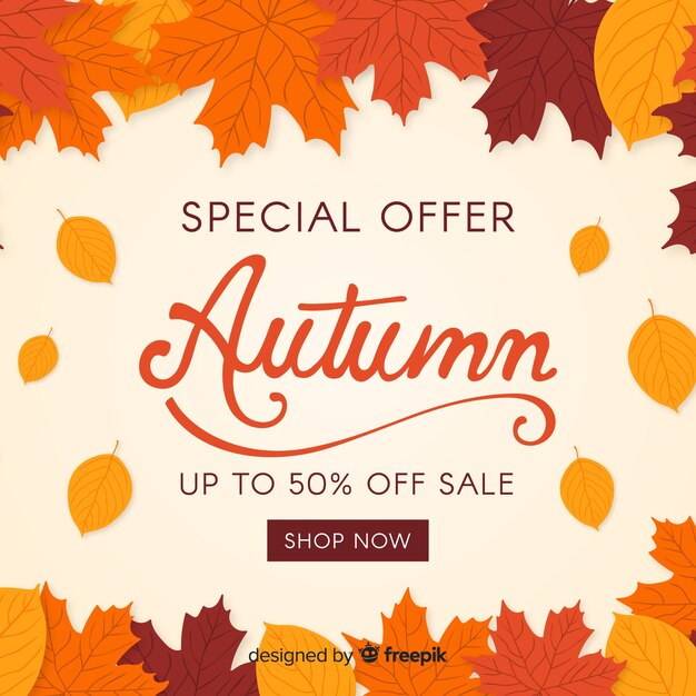 Diseño plano del fondo de la venta del otoño