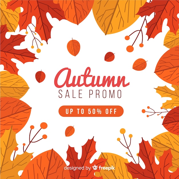 Diseño plano de fondo de ventas de otoño