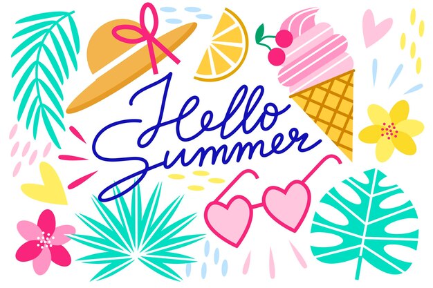 Diseño plano fondo de verano
