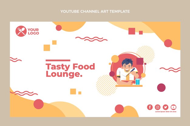 Diseño plano food lounge canal de youtube art.