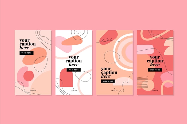 Diseño plano formas abstractas historias de instagram