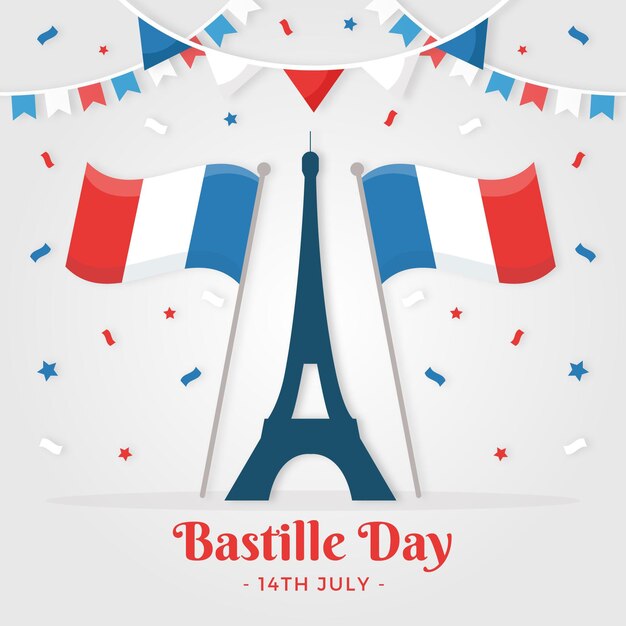 Diseño plano francia día de la bastilla