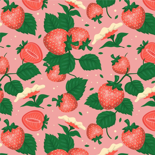 Diseño plano de frutas y estampado de flores.