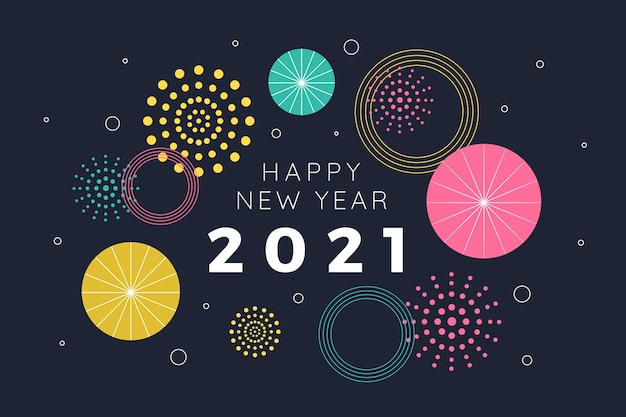 Vector gratuito diseño plano de fuegos artificiales feliz año nuevo 2021