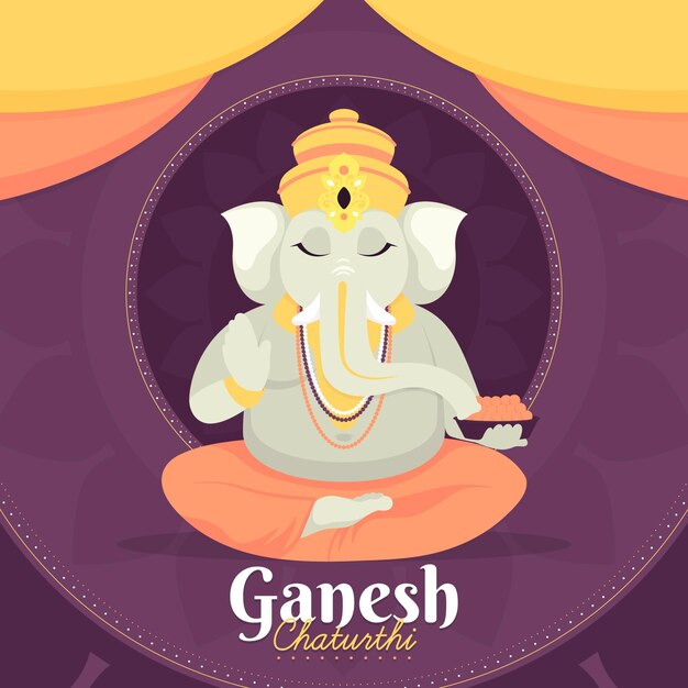 Diseño plano ganesh chaturthi ilustración