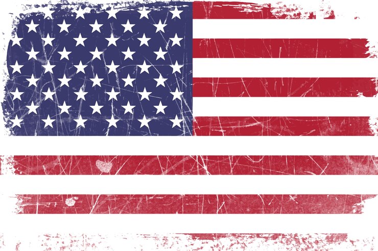Vector gratuito diseño plano grunge bandera americana