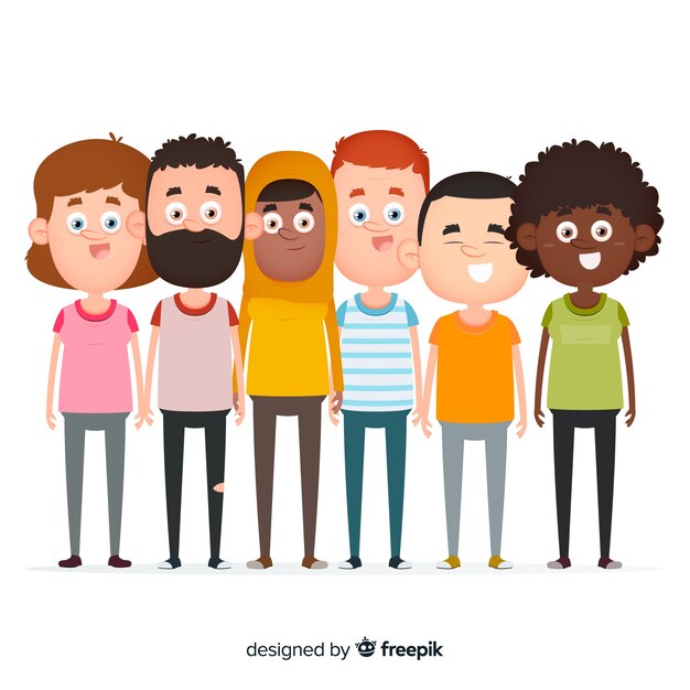 Diseño plano grupo multirracial de personas