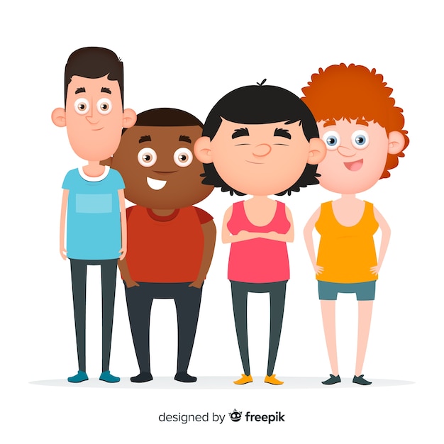 Vector gratuito diseño plano grupo multirracial de personas