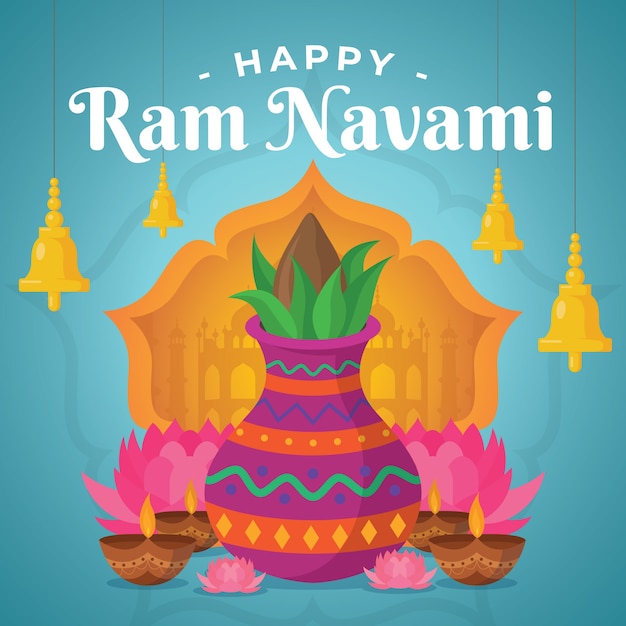 Diseño plano happy ram navami day event the, e