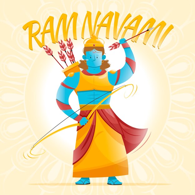 Diseño plano happy ram navami day