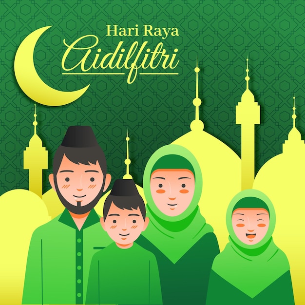 Diseño plano hari raya aidilfitri concept