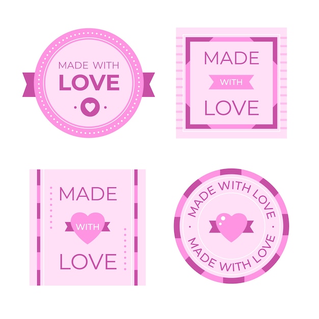 Vector gratuito diseño plano hecho con etiquetas de amor.